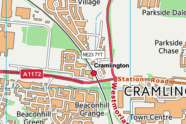 NE23 7YT map - OS VectorMap District (Ordnance Survey) NE23 7YT map - OS VectorMap District (Ordnance Survey)