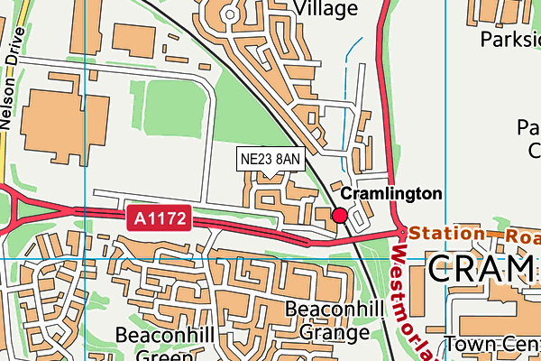 NE23 8AN map - OS VectorMap District (Ordnance Survey)
