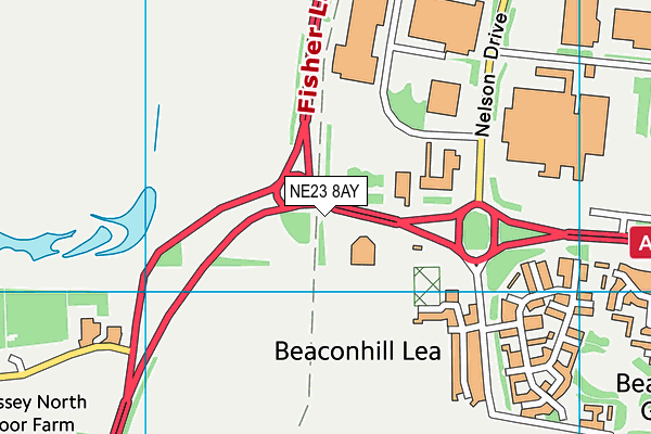 NE23 8AY map - OS VectorMap District (Ordnance Survey) NE23 8AY map - OS VectorMap District (Ordnance Survey)