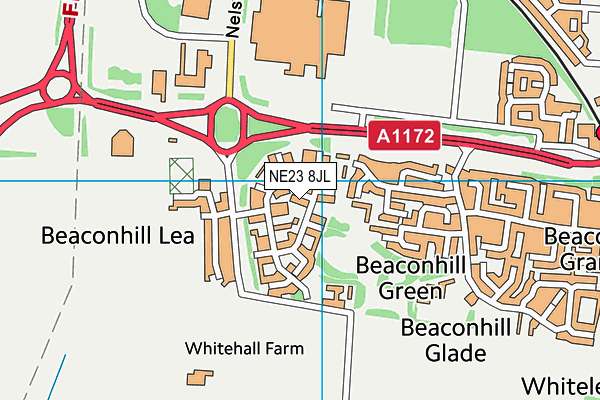 NE23 8JL map - OS VectorMap District (Ordnance Survey)