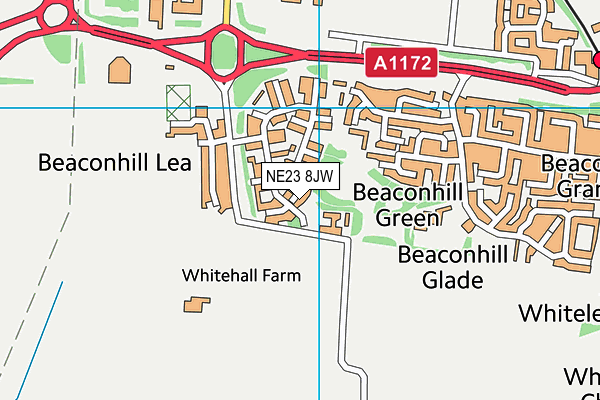 NE23 8JW map - OS VectorMap District (Ordnance Survey) NE23 8JW map - OS VectorMap District (Ordnance Survey)