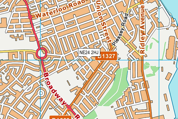NE24 2HJ map - OS VectorMap District (Ordnance Survey)