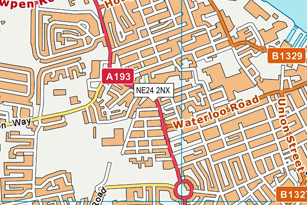 NE24 2NX map - OS VectorMap District (Ordnance Survey)