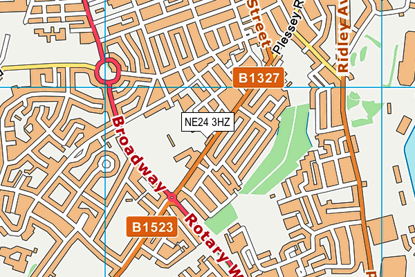 NE24 3HZ map - OS VectorMap District (Ordnance Survey)