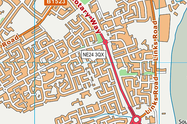 NE24 3QX map - OS VectorMap District (Ordnance Survey)