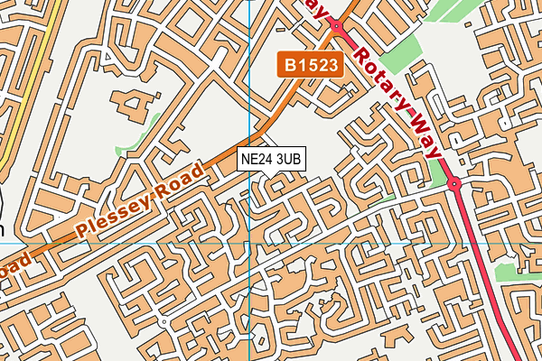 NE24 3UB map - OS VectorMap District (Ordnance Survey)