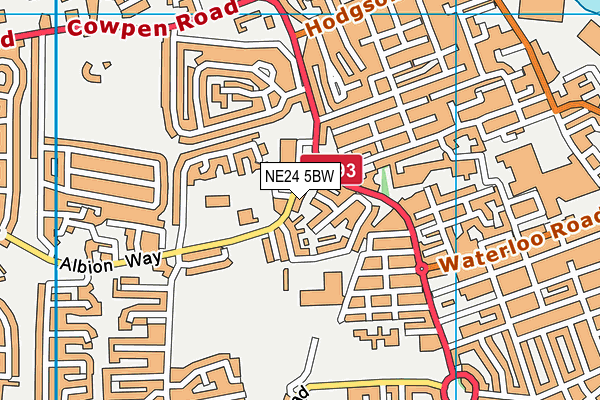 NE24 5BW map - OS VectorMap District (Ordnance Survey) NE24 5BW map - OS VectorMap District (Ordnance Survey)