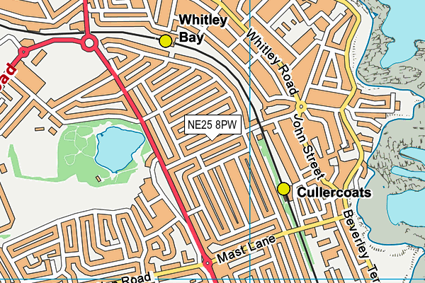 NE25 8PW map - OS VectorMap District (Ordnance Survey) NE25 8PW map - OS VectorMap District (Ordnance Survey)