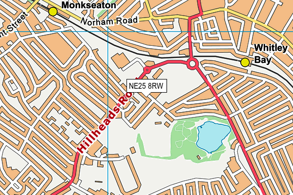 NE25 8RW map - OS VectorMap District (Ordnance Survey)