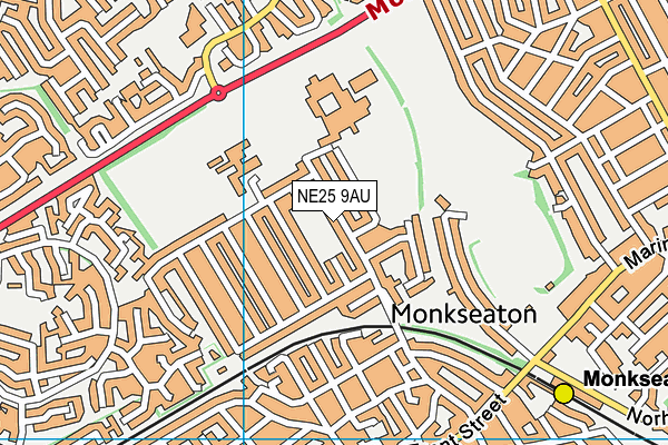 NE25 9AU map - OS VectorMap District (Ordnance Survey)