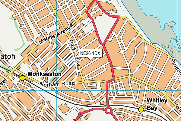 NE26 1DX map - OS VectorMap District (Ordnance Survey) NE26 1DX map - OS VectorMap District (Ordnance Survey)