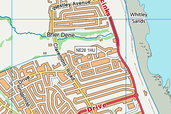 NE26 1HU map - OS VectorMap District (Ordnance Survey)