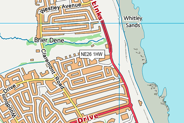 NE26 1HW map - OS VectorMap District (Ordnance Survey) NE26 1HW map - OS VectorMap District (Ordnance Survey)