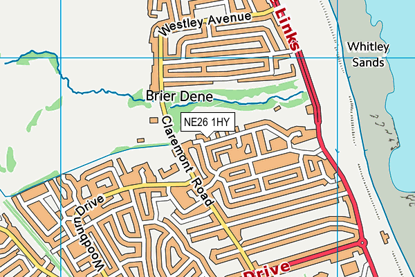 NE26 1HY map - OS VectorMap District (Ordnance Survey) NE26 1HY map - OS VectorMap District (Ordnance Survey)