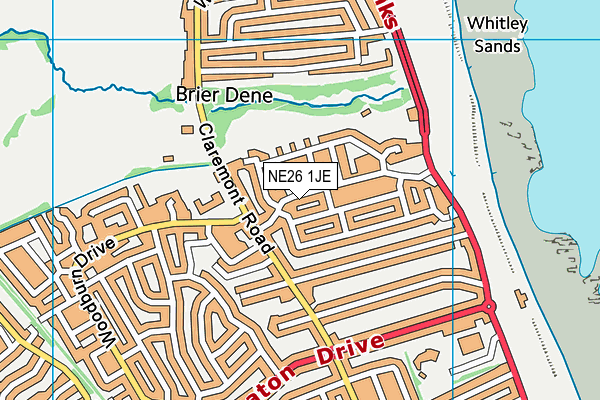 NE26 1JE map - OS VectorMap District (Ordnance Survey) NE26 1JE map - OS VectorMap District (Ordnance Survey)