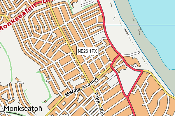 NE26 1PX map - OS VectorMap District (Ordnance Survey)