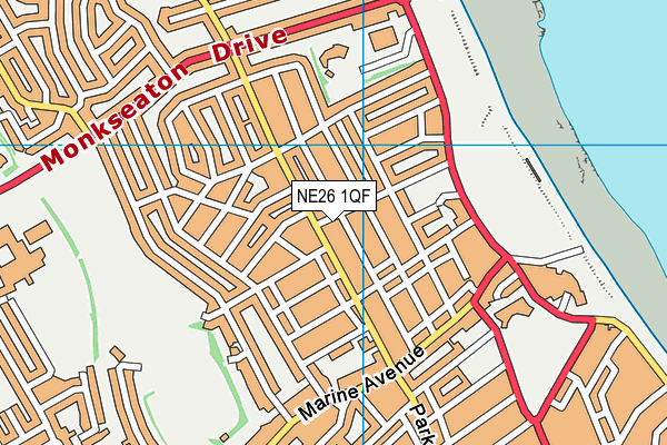 NE26 1QF map - OS VectorMap District (Ordnance Survey) NE26 1QF map - OS VectorMap District (Ordnance Survey)