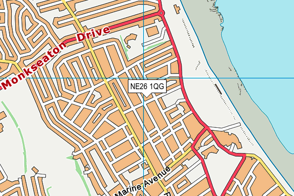 NE26 1QG map - OS VectorMap District (Ordnance Survey) NE26 1QG map - OS VectorMap District (Ordnance Survey)