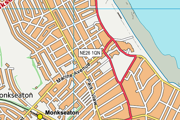 NE26 1QN map - OS VectorMap District (Ordnance Survey) NE26 1QN map - OS VectorMap District (Ordnance Survey)