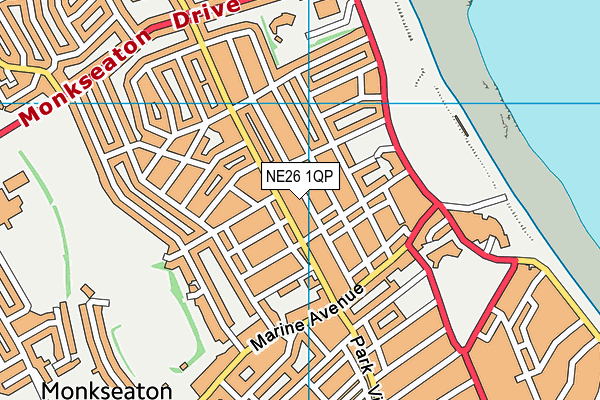 NE26 1QP map - OS VectorMap District (Ordnance Survey) NE26 1QP map - OS VectorMap District (Ordnance Survey)