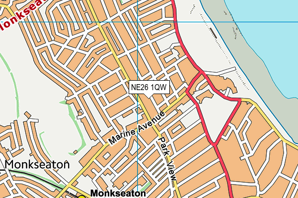 NE26 1QW map - OS VectorMap District (Ordnance Survey) NE26 1QW map - OS VectorMap District (Ordnance Survey)