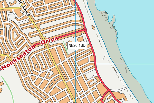 NE26 1SD map - OS VectorMap District (Ordnance Survey) NE26 1SD map - OS VectorMap District (Ordnance Survey)
