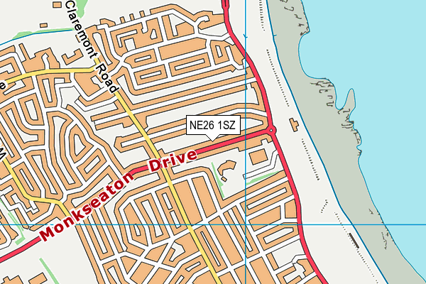NE26 1SZ map - OS VectorMap District (Ordnance Survey) NE26 1SZ map - OS VectorMap District (Ordnance Survey)