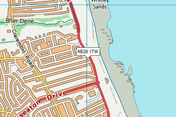 NE26 1TW map - OS VectorMap District (Ordnance Survey) NE26 1TW map - OS VectorMap District (Ordnance Survey)