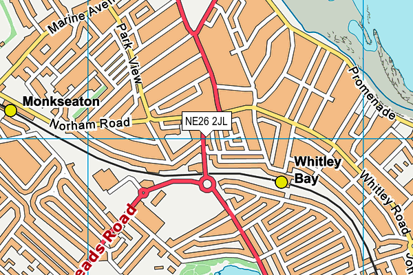 NE26 2JL map - OS VectorMap District (Ordnance Survey) NE26 2JL map - OS VectorMap District (Ordnance Survey)