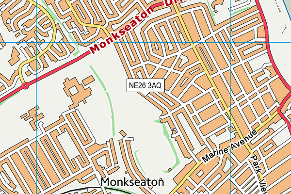 NE26 3AQ map - OS VectorMap District (Ordnance Survey) NE26 3AQ map - OS VectorMap District (Ordnance Survey)