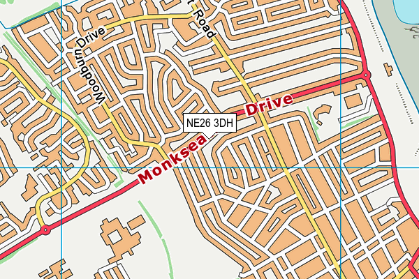 NE26 3DH map - OS VectorMap District (Ordnance Survey) NE26 3DH map - OS VectorMap District (Ordnance Survey)