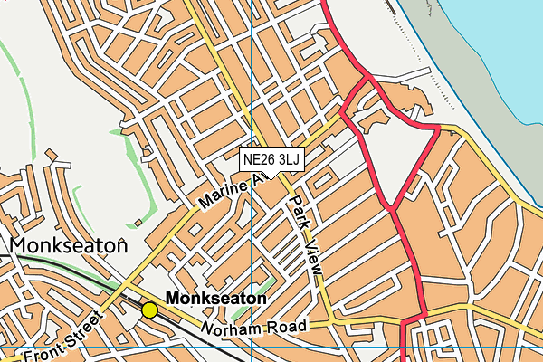 NE26 3LJ map - OS VectorMap District (Ordnance Survey)