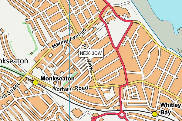 NE26 3QW map - OS VectorMap District (Ordnance Survey) NE26 3QW map - OS VectorMap District (Ordnance Survey)