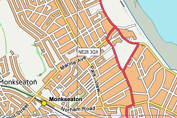 NE26 3QX map - OS VectorMap District (Ordnance Survey) NE26 3QX map - OS VectorMap District (Ordnance Survey)