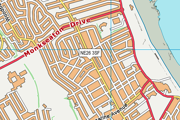 NE26 3SF map - OS VectorMap District (Ordnance Survey) NE26 3SF map - OS VectorMap District (Ordnance Survey)