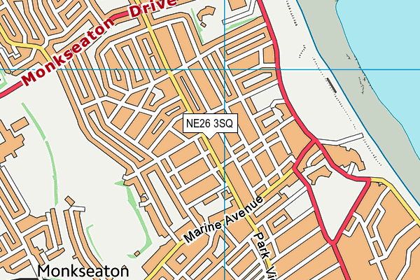 NE26 3SQ map - OS VectorMap District (Ordnance Survey)