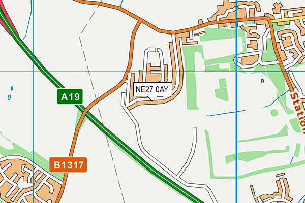 NE27 0AY map - OS VectorMap District (Ordnance Survey) NE27 0AY map - OS VectorMap District (Ordnance Survey)