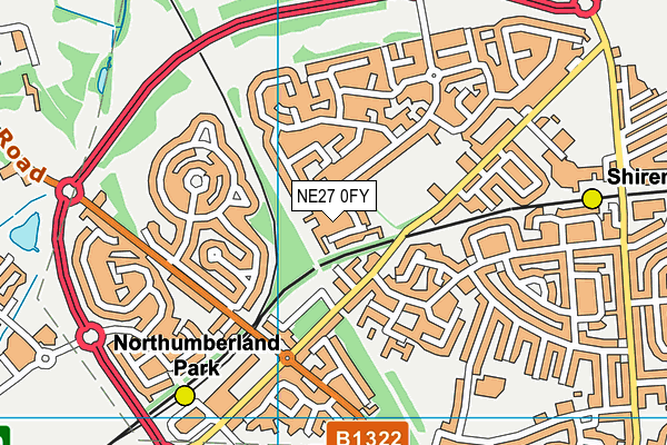 NE27 0FY map - OS VectorMap District (Ordnance Survey) NE27 0FY map - OS VectorMap District (Ordnance Survey)