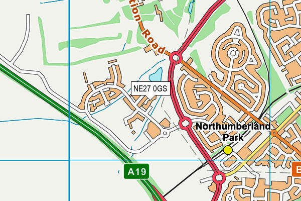 NE27 0GS map - OS VectorMap District (Ordnance Survey)