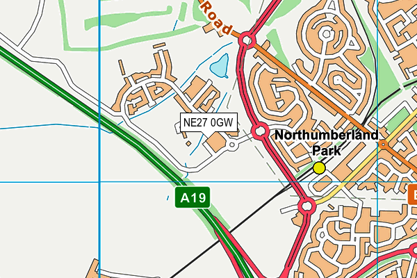 NE27 0GW map - OS VectorMap District (Ordnance Survey) NE27 0GW map - OS VectorMap District (Ordnance Survey)