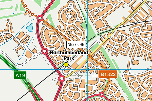 NE27 0HE map - OS VectorMap District (Ordnance Survey) NE27 0HE map - OS VectorMap District (Ordnance Survey)