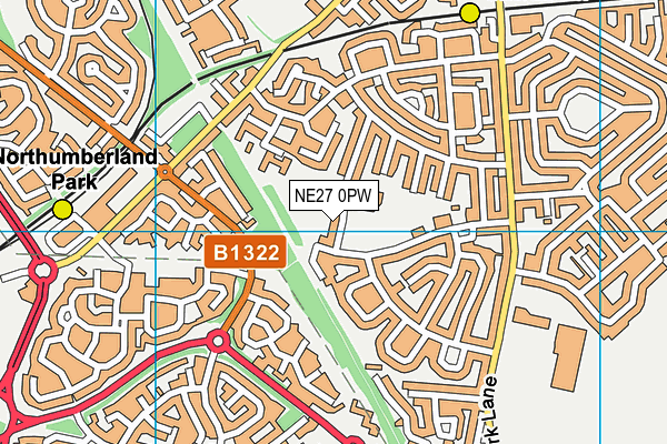 NE27 0PW map - OS VectorMap District (Ordnance Survey) NE27 0PW map - OS VectorMap District (Ordnance Survey)
