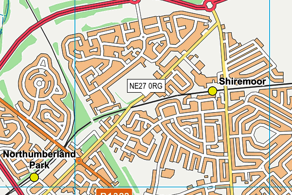 NE27 0RG map - OS VectorMap District (Ordnance Survey) NE27 0RG map - OS VectorMap District (Ordnance Survey)