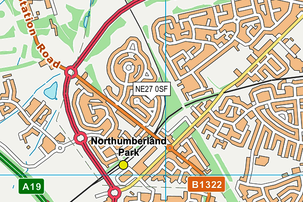 NE27 0SF map - OS VectorMap District (Ordnance Survey) NE27 0SF map - OS VectorMap District (Ordnance Survey)