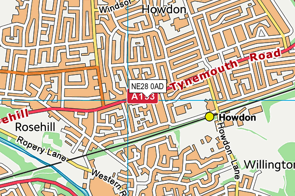 NE28 0AD map - OS VectorMap District (Ordnance Survey) NE28 0AD map - OS VectorMap District (Ordnance Survey)