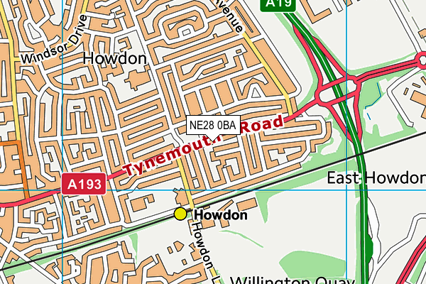 NE28 0BA map - OS VectorMap District (Ordnance Survey) NE28 0BA map - OS VectorMap District (Ordnance Survey)