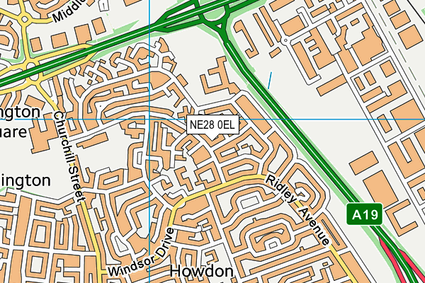 NE28 0EL map - OS VectorMap District (Ordnance Survey)