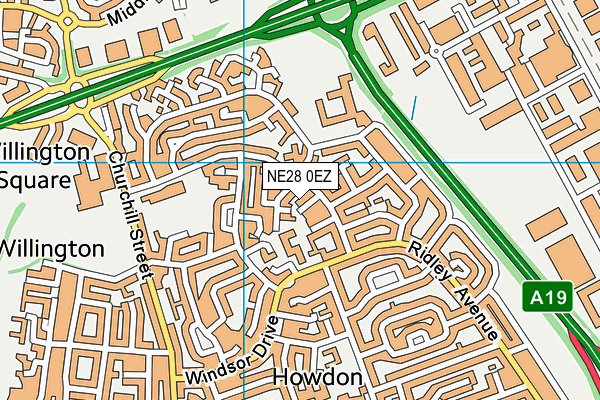 NE28 0EZ map - OS VectorMap District (Ordnance Survey)