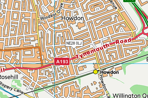 NE28 0LJ map - OS VectorMap District (Ordnance Survey) NE28 0LJ map - OS VectorMap District (Ordnance Survey)