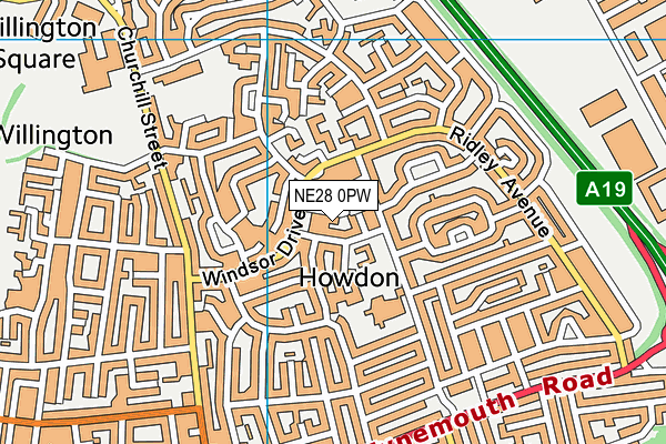 NE28 0PW map - OS VectorMap District (Ordnance Survey) NE28 0PW map - OS VectorMap District (Ordnance Survey)